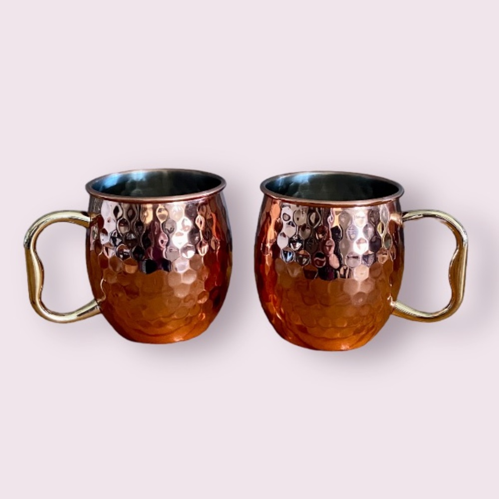 Moscow Mule Hammered Copper Stainless Steel Mug - Set of 2